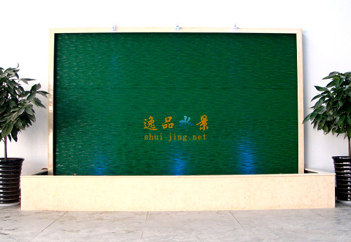 艺术玻璃水幕墙（绿色波纹）|玻璃水景墙定制厂家