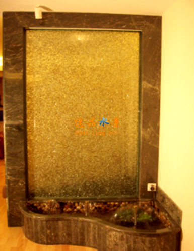 室内碎花玻璃水幕墙流水景观制作