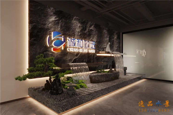 logo流水墙景观厂家|公司前台logo背景墙设计景观墙效果