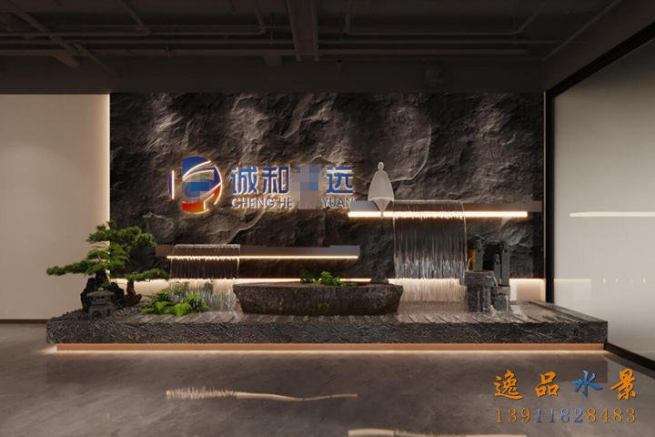 logo流水墙景观厂家|公司前台logo背景墙设计景观墙效果