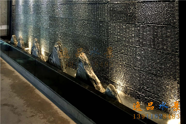 灰色流水石水幕墙|水幕背景墙设计制作