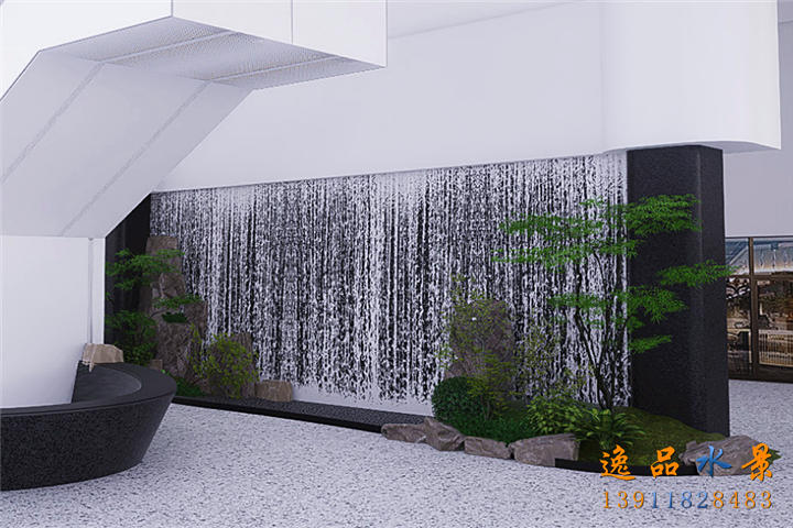 商场水幕墙流水墙景观|水幕墙设计方案|一隅水景，诗意天地