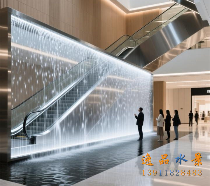 商场大堂水景设计效果图|水幕墙设计效果及设计理念